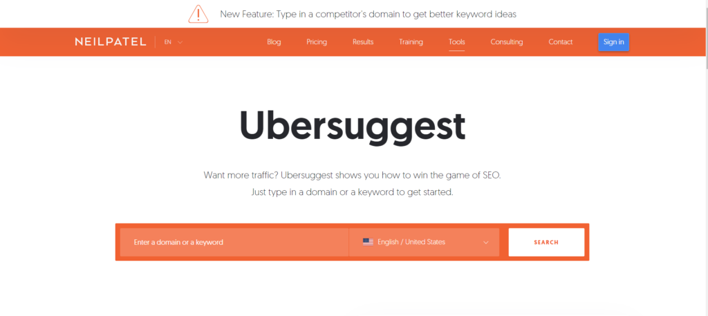 15 Free Digital Marketing tools - Ubersuggest