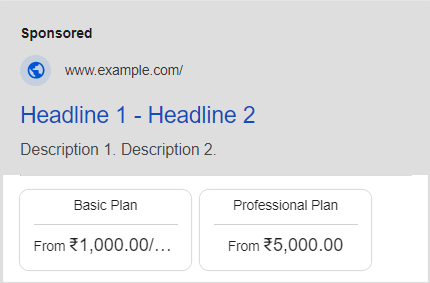 Image showing price extensions of google ads extensions